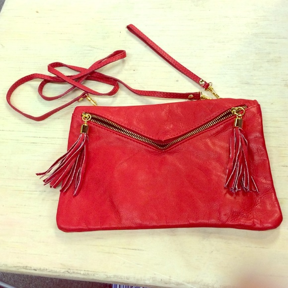 Vera Pelle Handbags - Red leather Vera Pelle convertible purse