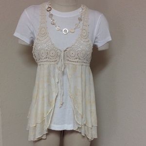 Cream crochet pretty top