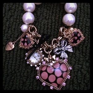 Betsy Johnson Pearl Charm Bracelet