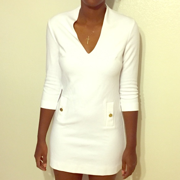 Lilly Pulitzer White with gold buttons shift dress