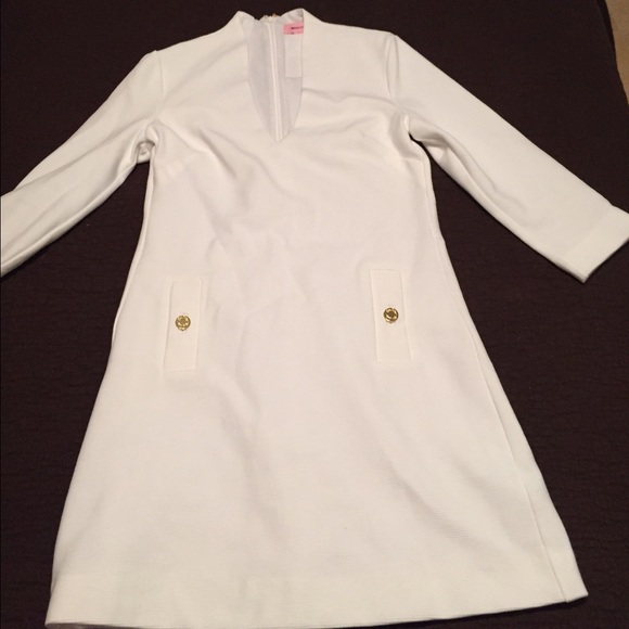 Lilly Pulitzer White with gold buttons shift dress