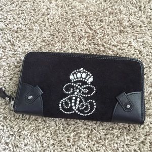 Juicy Couture Black Velour Wallet w/ Crystals