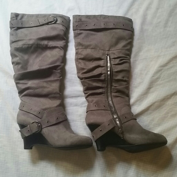 decree boots Shoes  Decree Heeled   Suede Boots Grey  Poshmark