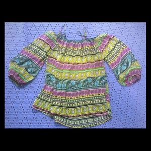 Boho chic flowy blouse & pink wrap bracelet bundle