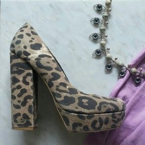 MIA Leopard Print Platform Heels