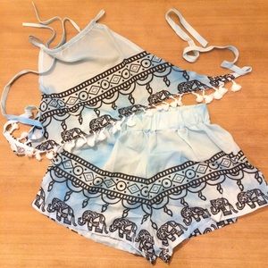 Brand New! Printed Elephant Short Set!