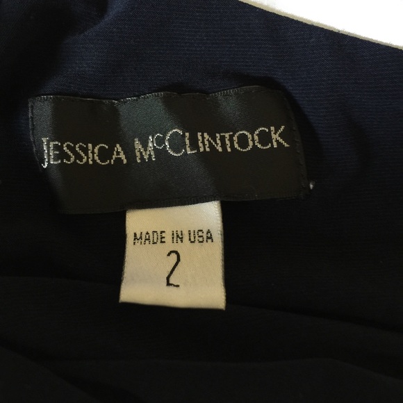 Navy blue, white-lined floor-length, silk dress - Picture 3 of 3