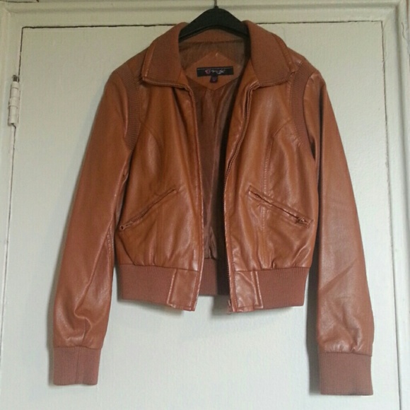 NEVER WORN Caramel Leather Look Jacket Sz M