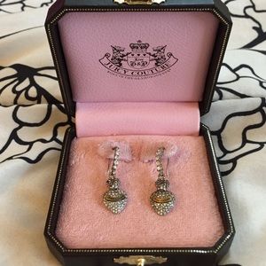 Juicy Couture silver drop heart earrings