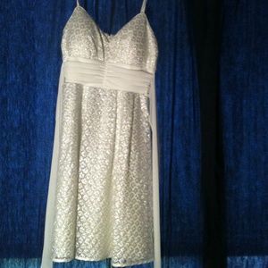 White and silver formal dress