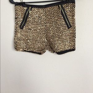 Gold sequin high waisted shorts