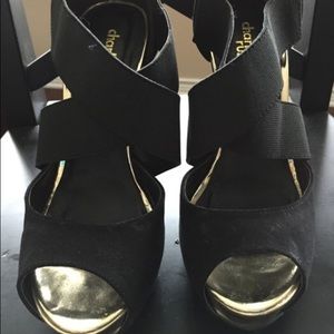 Gold black heels
