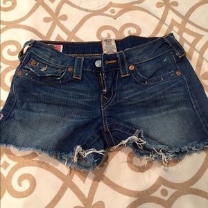 SOLD TRUE RELIGION DENIM SHORTS DISTRESSED