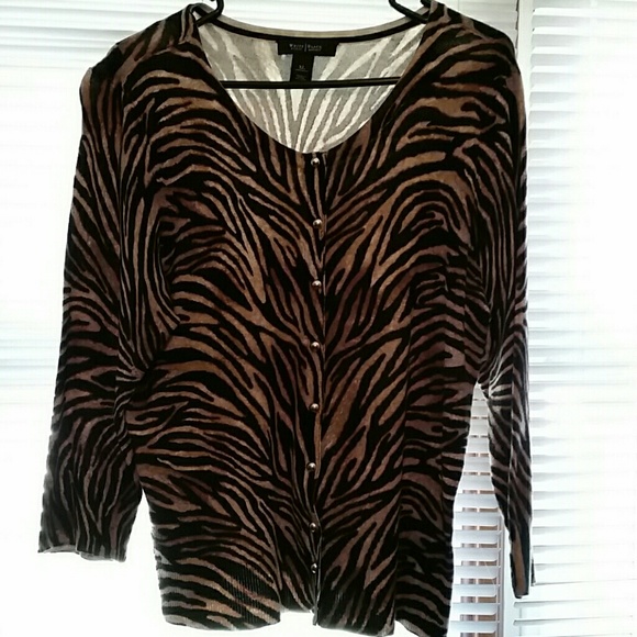 White House Black Market Tiger Print Cardigan