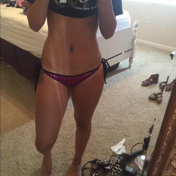 Purple sequin scrunchy butt bikini bottoms