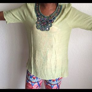 Half sleeves Embroidery Collar loose Blouse