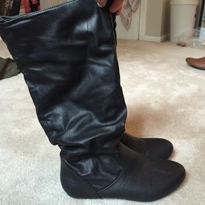 black leather boots