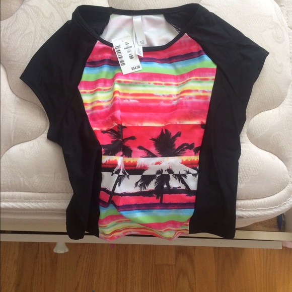 Tropical rashguard bathing suit