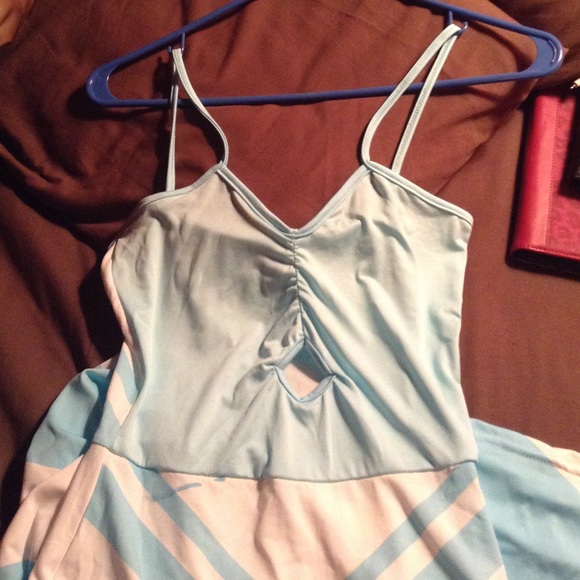 Blue and white maxi dress.