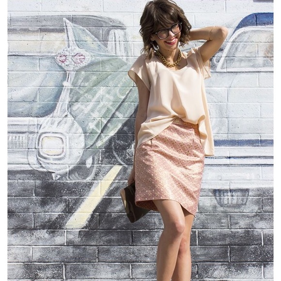 JCREW Rose Gold Jacquard Mini Skirt Size 12