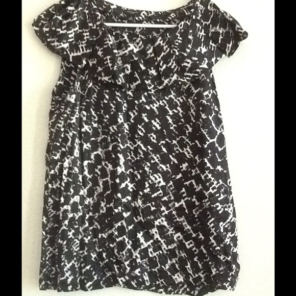Ann Taylor Black and White Silk Top