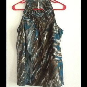 Ann Taylor Teal, Brown and Grey Halter Top