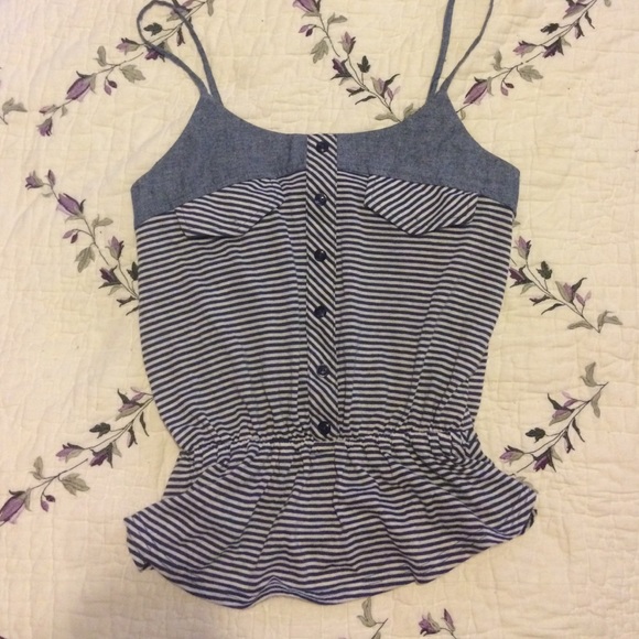 Denim and navy striped tank