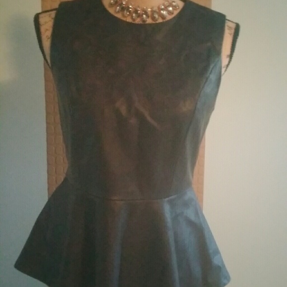 Tops - Reposh black leather peplum