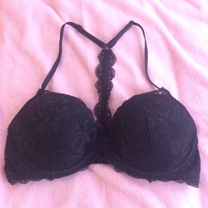 Front Clasp Black Push Up Bra
