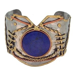 Tri tone lapis azul stone cuff