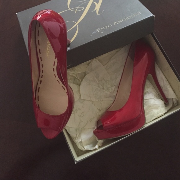 Candy red peep toe Enzo Angiolini heels