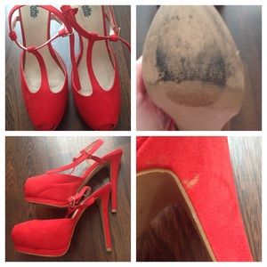 T strap peep toe heels