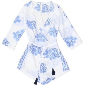 Sheer Chiffon Printed Kimono Romper / Playsuit