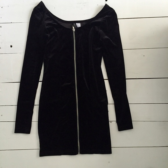 h&m velvet zipper dress