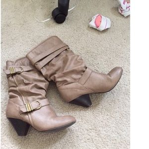 Light brown heeled boots