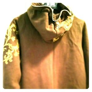 Ladys hoodie DARK BROWN & GOLD