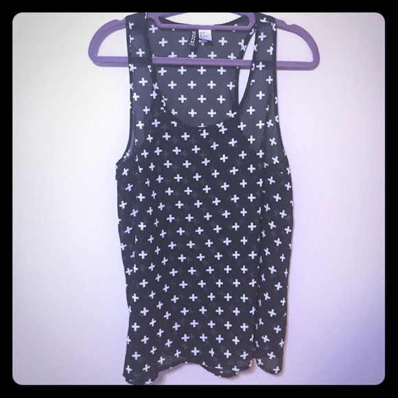 White and Black Cross Tank - Picture 1 of 1