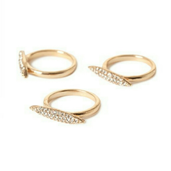 Gold Bar Ring Set - Picture 2 of 2