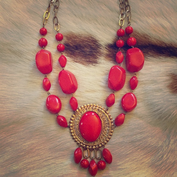 Red and gold statement necklace!