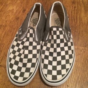 VANS Grey & White Checkered Slip Ons-Barely Worn!