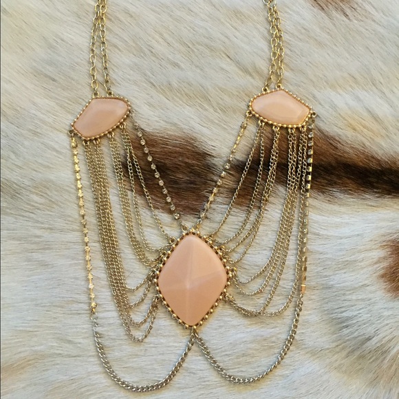 Adjustable peach and gold statement necklace!