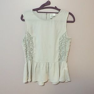 Soft Grey Silk and Lace Top