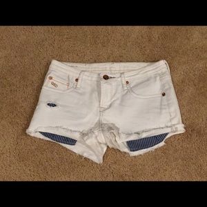 Quicksilver White Cutoff Denim Shorts. Size 1/25