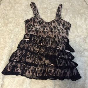 Black and Pink Lace Bustier Top