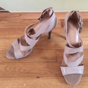Beige strap heels