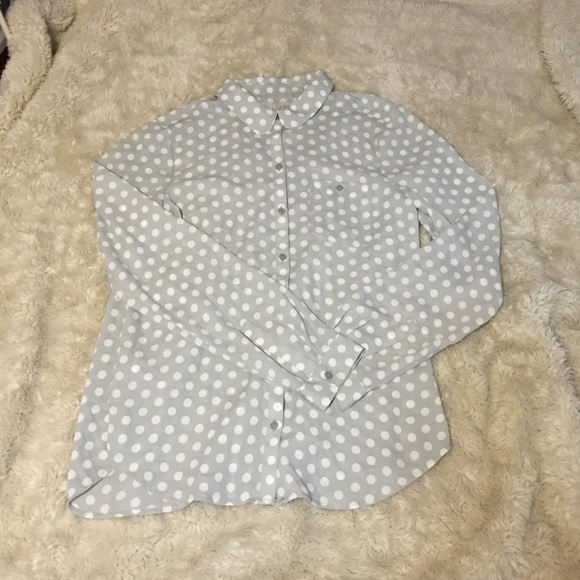 Light Grey and White Polka Dot Shirt
