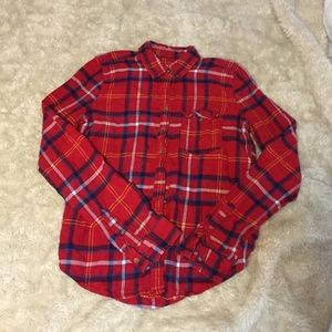 Red Plaid Long Sleeve Top