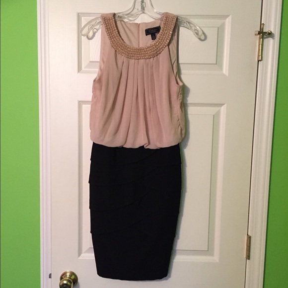 Tan Sequence Collared Dress