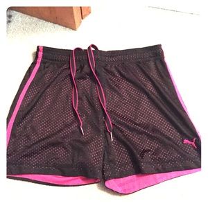 Puma black and pink running shorts