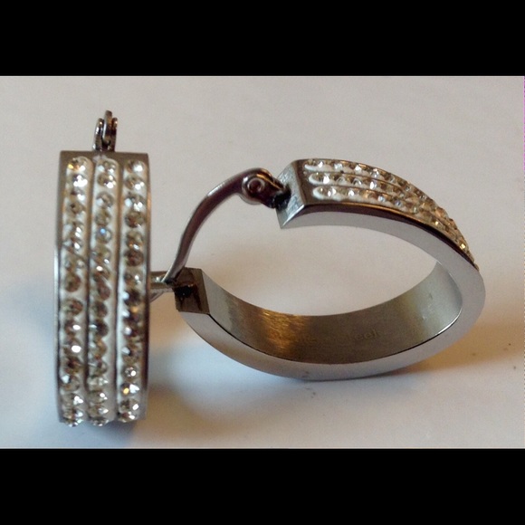 💝💝💝 Jewelry - Earrings Silver Stainless Steel Perl/Zirconia
